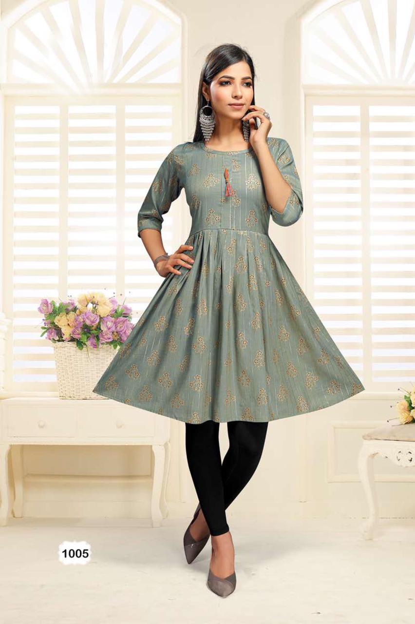 Beauty Queen Simran 2 Fancy Casual Wear Rayon Printed Anarkali Kurti Collection